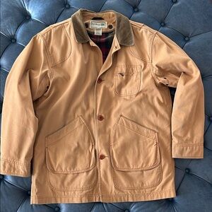 L.L. Bean Men's Tan Field Hunting Chore Barn Jacket size large Flannel lined
